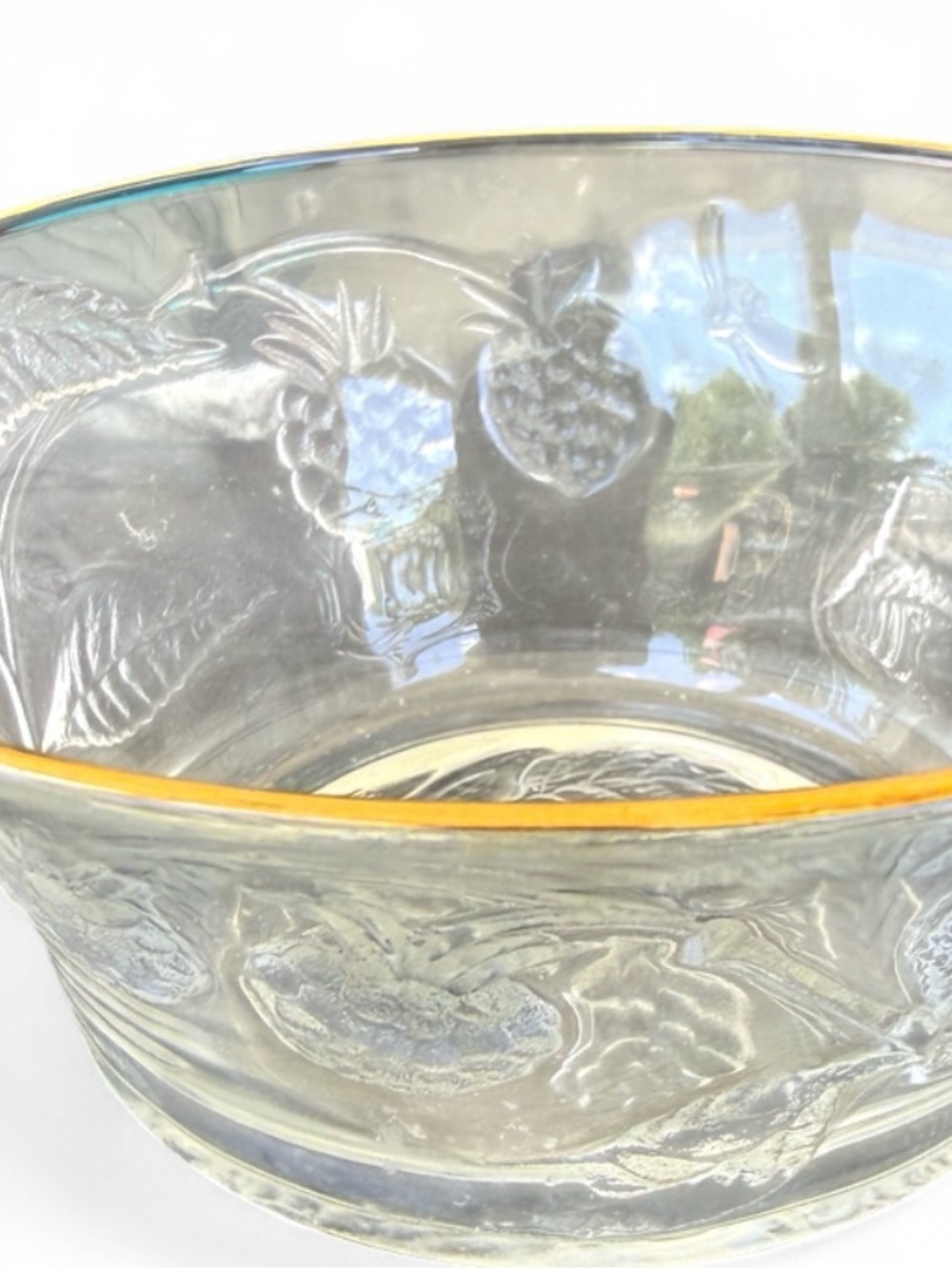 Clear Glass Bowl with Gold Rim